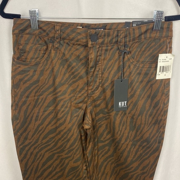 KUT from the Kloth Mia High Rise Fab Ab Toothpick Skinny Chocolate Brown Tiger - Picture 4 of 16